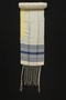 Blue striped tallit with an embroidered neckband owned by a German Jewish refugee