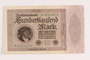 Weimar Germany Reichsbanknote, 100000 mark, owned by an Austrian Jewish refugee