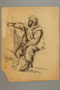 Drawing by Alexander Bogen of a bearded partisan sitting with a rifle between his knees