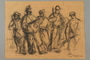 Drawing by Alexander Bogen of five partisans