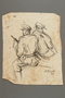 Drawing by Alexander Bogen of two partisans, one smoking a pipe