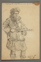Drawing by Alexander Bogen of a female partisan standing and holding a rifle