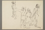 Drawing by Alexander Bogen of four armed partisans standing together