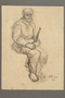Drawing by Alexander Bogen of a bearded partisan, seated and holding a rifle