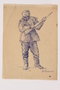 Drawing by Alexander Bogen of a partisan standing with a rifle