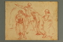 Drawing by Alexander Bogen of a soldier and an officer herding a group of Jews at gunpoint