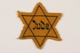 Yellow cloth Star of David badge with Jude printed in the center