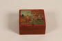 Wooden box with a painted Lithuanian folk scene with man given to a German Jewish refugee