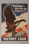 US victory bonds poster depicting a bald eagle on a stack of bonds