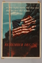 Poster of a tattered US flag and black smoke commemorating Pearl Harbor