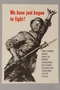 Poster depicting a soldier and a list of battles