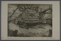 Leo Haas aquatint of a truck piled with coffins leaving Terezin