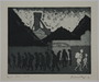 Plate 6, Herbert Sandberg, Der Weg: 2 people passing silhouetted workers leaving a factory