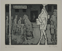Plate 12, Herbert Sandberg, Der Weg: street scene with starving veterans and working class people