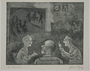 Plate 27, Herbert Sandberg series, Der Weg: men conversing in a social hall with a stage