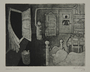 Plate 39, Herbert Sandberg series, Der Weg: an empty room with an open window, police at the door