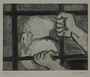 Plate 41, Herbert Sandberg series, Der Weg: view of a man through prison bars