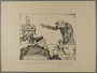 Leo Haas drawing of a blind witness identifying the guilty party at a trial