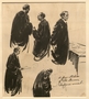Portrait studies of defense lawyers created during the Trial of German Major War Criminals at Nuremberg