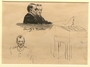 Courtroom sketch of 2 German Admirals created during the Trial of German Major War Criminals at Nuremberg