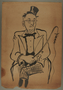 Drawing of Jewish Council member as circus ringmaster drawn by camp inmate