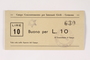 Cremona concentration camp scrip, 10 Lire note with a Star of David stamp