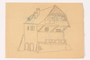 Child's two sided drawing of a house and 4 watercolor studies by a German Jewish refugee