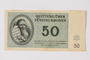 Theresienstadt ghetto-labor camp scrip, 50 kronen note, owned by a German Jewish survivor