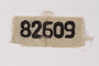 White patch with prisoner number 82609 worn by German Jewish inmate