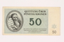 Theresienstadt ghetto-labor camp scrip, 50 kronen, owned by a former Czech Jewish inmate