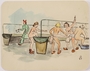 Sketch of female concentration camp inmates bathing