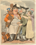 Rowlandson print of a monkey merchant with an old Jewish man and his gentile mistress