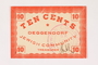 Deggendorf displaced persons camp scrip, 10-cent note, acquired by a former director
