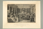 Print of an unruly crowd of Jews in a synagogue
