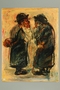 Expressionist oil painting of 2 Jewish men talking