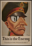 Poster of a Nazi officer with a monocle reflecting a man hanging on a gallows