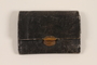 Black textured leather trifold wallet used by a Hungarian Jewish youth and former concentration camp inmate