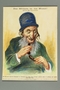 Antisemitic caricature of an old Jewish man eating pork sausage