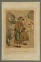 Rowlandson etching of a woman kissing a pig held by a Jewish man