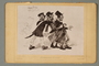 Illustrated postcard of a policeman arresting 2 Jewish vagrants