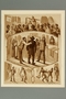 Print with multiple scenes of Jewish tailors and salesmen in NYC