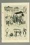 Print depicting several scenes of Jewish peddlers on market day