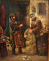 Painting of a Jewish pawnbroker and customer with a violin