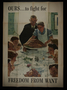 US war bonds poster with Rockwell painting of Thanksgiving dinner to promote freedom from want