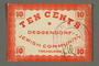 Deggendorf displaced persons camp scrip, 10-cent note, acquired by a former German Jewish prisoner