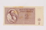 Theresienstadt ghetto-labor camp scrip, 2 kronen note acquired by a Jewish Czech woman