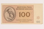 Theresienstadt ghetto-labor camp scrip, 100 kronen note, acquired by a German Jewish refugee
