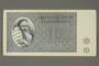 Theresienstadt ghetto-labor camp scrip, 10 kronen note, issued to a German Jewish inmate