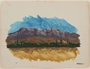 Watercolor of purple hued mountains and colored landscape by a Jewish soldier, 2nd Polish Corps