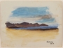 Watercolor of mountains and a shoreline painted by a Jewish soldier, 2nd Polish Corps